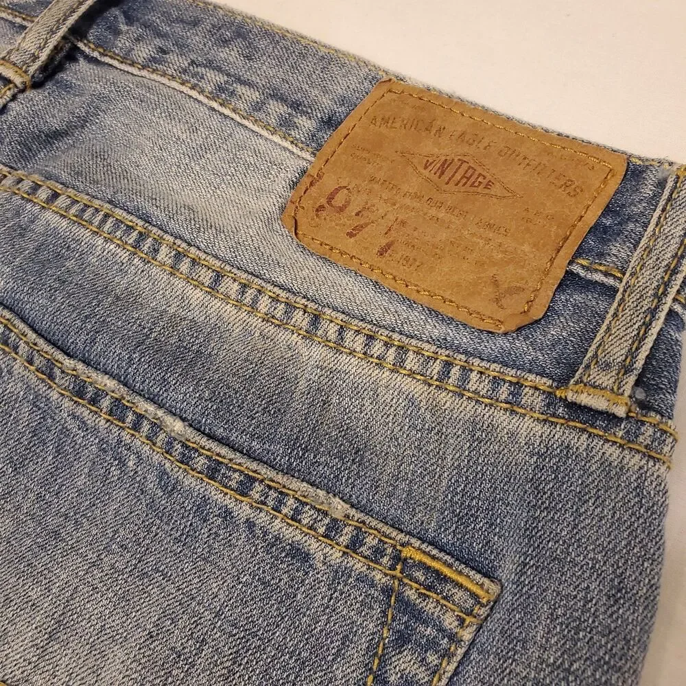 American Eagle Outfitters Original Boot Mens Jeans Distressed Denim Fits 34x30*
